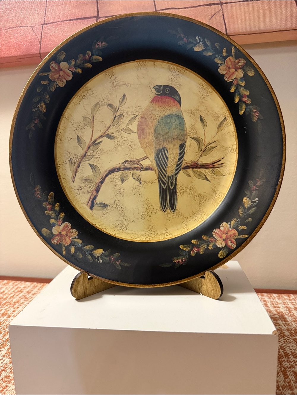 Decorative Bird Wall Plate - Black and Gold Home Art